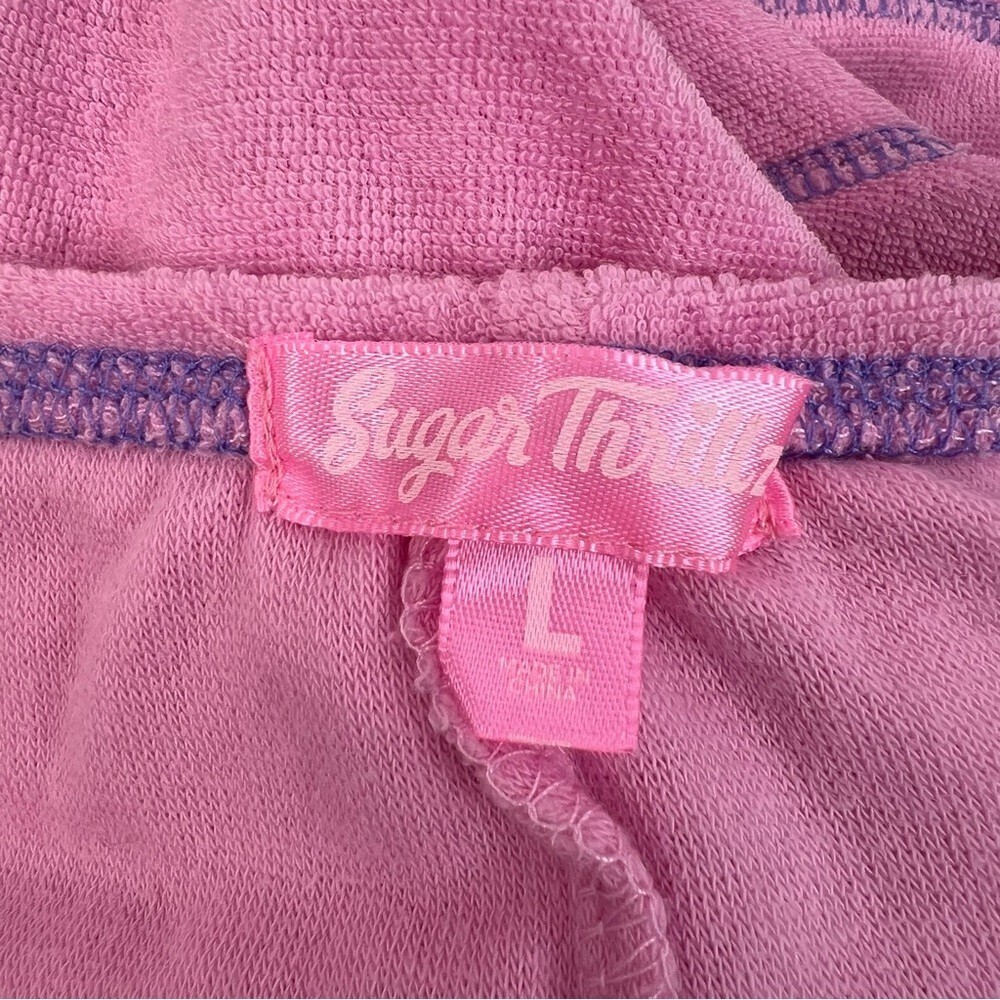 Sugar Thrillz set 2 piece purple Pink Terry Zip Crop Top & Skirt Set mini skirt - Picture 14 of 16